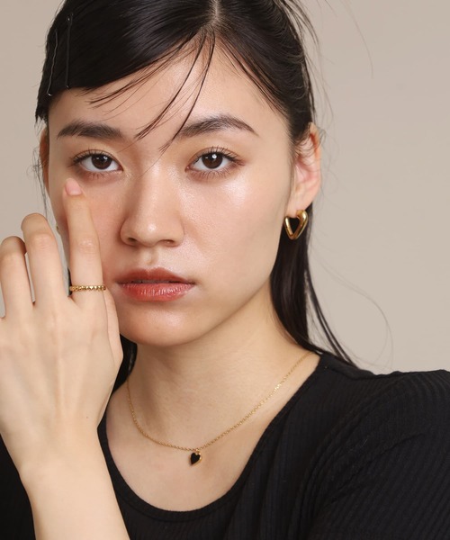 LHME “Moment”ハートフープピアス/サージカルステンレス316L（金属アレルギー対応）（ピアス（両耳用））｜LHME（エルエイチエムイー）
