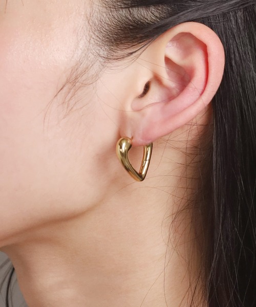 LHME “Moment”ハートフープピアス/サージカルステンレス316L（金属アレルギー対応）（ピアス（両耳用））｜LHME（エルエイチエムイー）