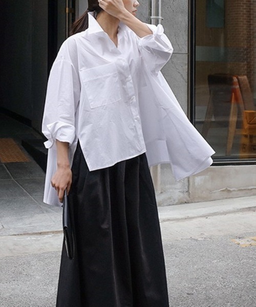 B'day（ビーデイ）の「【 B'day / ビーデー 】アシンメトリー イレギュラーシャツ（シャツ/ブラウス・レディース・ホワイト・X-LARGE/LARGE/MEDIUM/SMALL）」の4枚目の写真