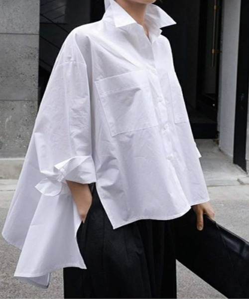 B'day（ビーデイ）の「【 B'day / ビーデー 】アシンメトリー イレギュラーシャツ（シャツ/ブラウス・レディース・ホワイト・X-LARGE/LARGE/MEDIUM/SMALL）」の5枚目の写真