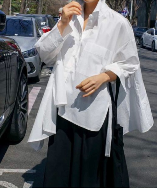 B'day（ビーデイ）の「【 B'day / ビーデー 】アシンメトリー イレギュラーシャツ（シャツ/ブラウス・レディース・ホワイト・X-LARGE/LARGE/MEDIUM/SMALL）」の7枚目の写真