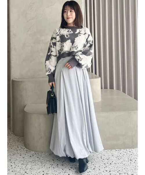 MERCURYDUO（マーキュリーデュオ）の「シャギーMIXジャカードニット（ニット/セーター・レディース・チャコールグレー/ライトブルー/アイボリー・FREE）」の6枚目の写真