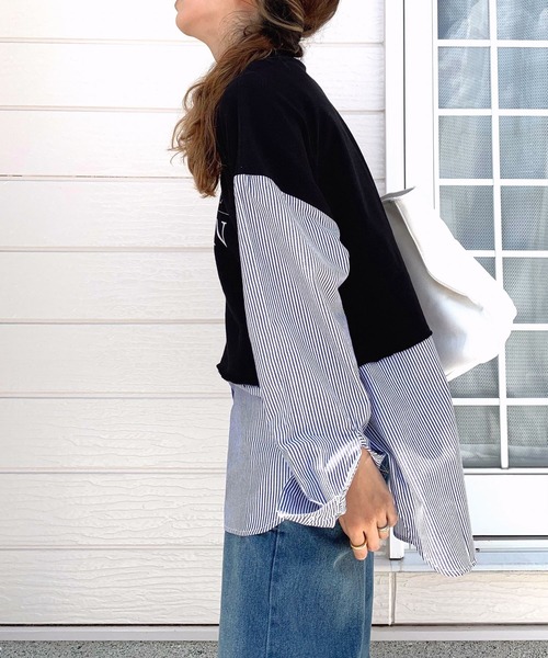 Q(キュー)の「ドッキングロゴトレーナー(スウェット・レディース・ブラック/ライトグレー・MEDIUM)」の10枚目の写真
