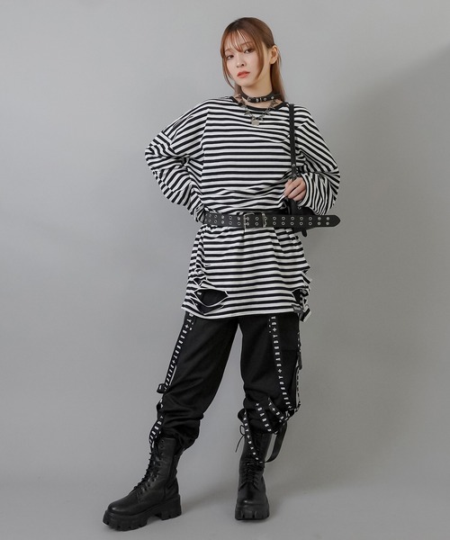 DARRDY（ダーディー）の「【DARRDY/ダーディー】ベルトデザイン サルエルパンツ（その他パンツ・レディース・ブラック×パープル/ブラック/ブラック×レッド・ONESIZE）」の16枚目の写真