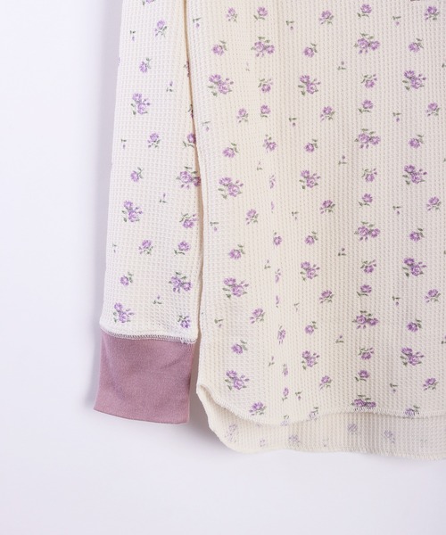 JEMORGAN(ジェーイーモーガン)の「JEMORGAN / ジェーイーモーガン ワッフル 花柄 ヘンリーネック サーマルロンT(Tシャツ/カットソー・レディース・パープル/ターコイズブルー/ストライプ・FREE)」の13枚目の写真