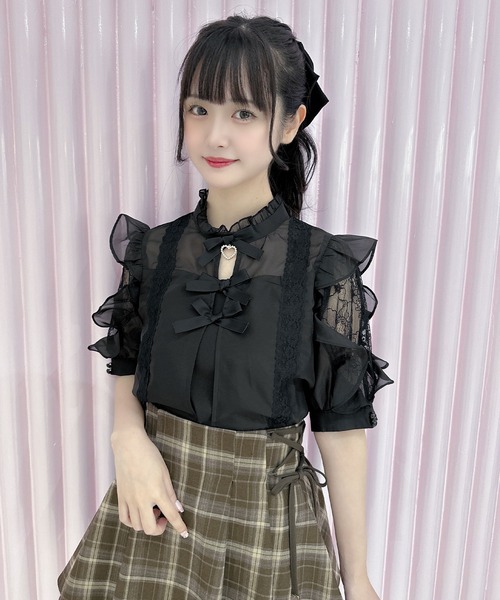 【churaさん用】アトリエフランセリボンブラウス ホワイト 【形態安定】長袖ブラウス フレッシャーズ 2WAYリボン