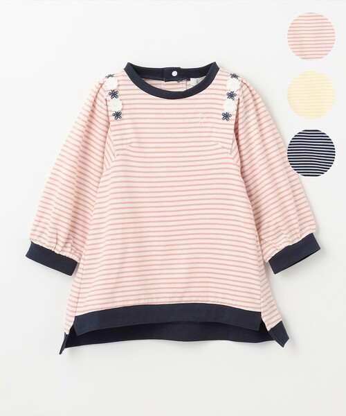 90-100㎝】リボンボーダー トップス（Tシャツ/カットソー）｜組曲  