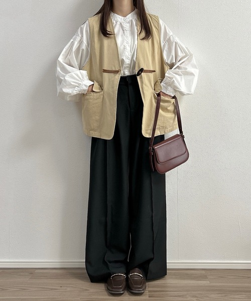 Cham.（チャム）の「ノーカラーデザインベスト（ベスト・レディース・ブラウン/ベージュ・F）」の11枚目の写真