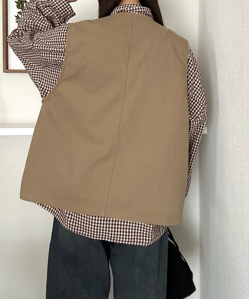 Cham.（チャム）の「ノーカラーデザインベスト（ベスト・レディース・ブラウン/ベージュ・F）」の13枚目の写真
