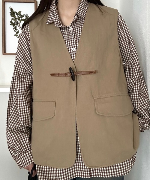 Cham.（チャム）の「ノーカラーデザインベスト（ベスト・レディース・ブラウン/ベージュ・F）」の20枚目の写真