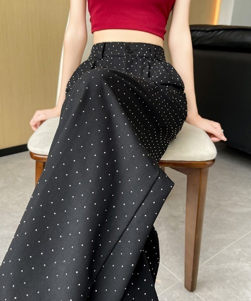 ketty cherie（ケティシェリー）の「ホットフィッラメストーントワイドスラックスパンツ≪洗濯機で洗える≫（スラックス・レディース・グレー/ブラック・M）」の12枚目の写真