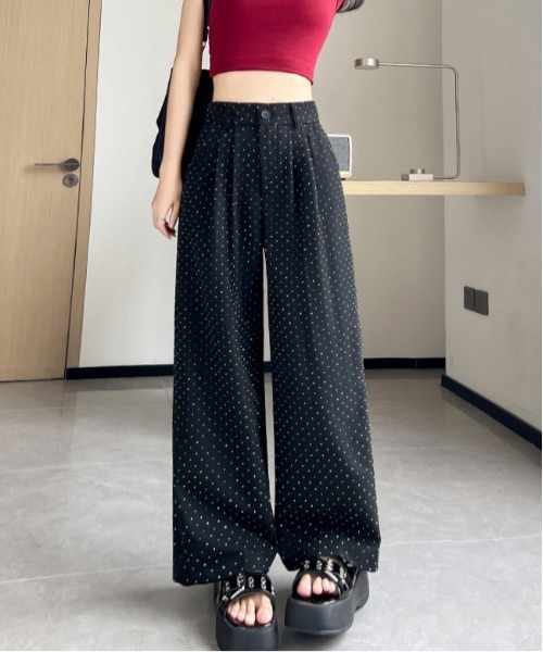 ketty cherie（ケティシェリー）の「ホットフィッラメストーントワイドスラックスパンツ≪洗濯機で洗える≫（スラックス・レディース・グレー/ブラック・M）」の8枚目の写真