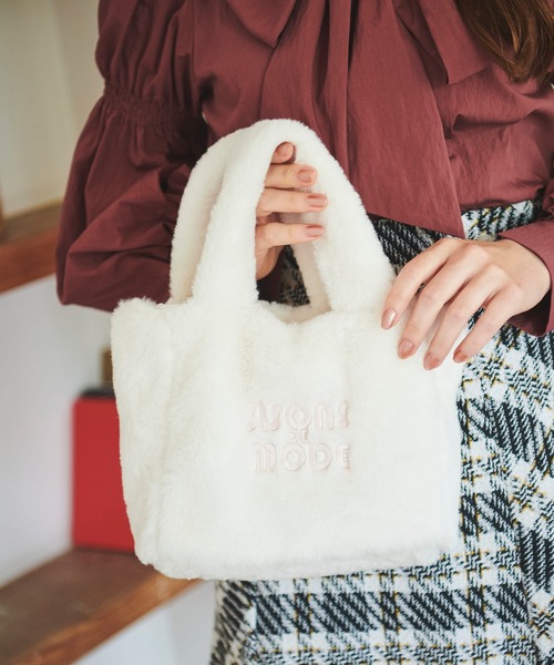 31 Sons de mode(トランテアン ソン ドゥ モード)の「ロゴ刺繍ファートートバッグ(トートバッグ・レディース・モカ/ライトグレー/オフホワイト・フリー)」の17枚目の写真