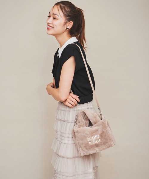 31 Sons de mode(トランテアン ソン ドゥ モード)の「ロゴ刺繍ファートートバッグ(トートバッグ・レディース・モカ/ライトグレー/オフホワイト・フリー)」の19枚目の写真