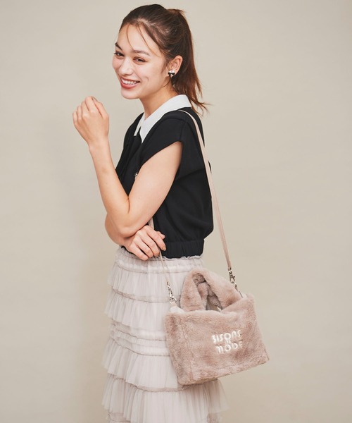 31 Sons de mode(トランテアン ソン ドゥ モード)の「ロゴ刺繍ファートートバッグ(トートバッグ・レディース・モカ/ライトグレー/オフホワイト・フリー)」の21枚目の写真