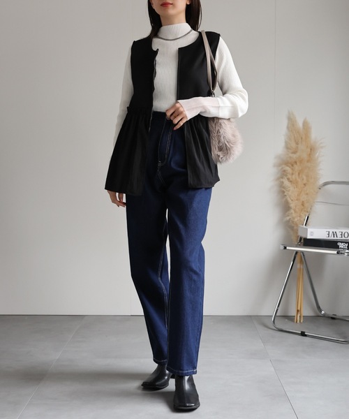 sakishimatokyo（サキシマトーキョー）の「異素材ドッキング ペプラムベスト/切り替え/秋冬（ベスト・レディース・ブラック/グレー/ベージュ・FREE）」の6枚目の写真