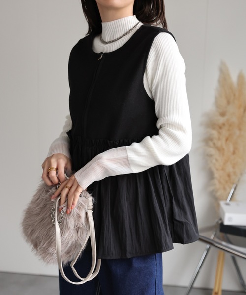 sakishimatokyo（サキシマトーキョー）の「異素材ドッキング ペプラムベスト/切り替え/秋冬（ベスト・レディース・ブラック/グレー/ベージュ・FREE）」の13枚目の写真