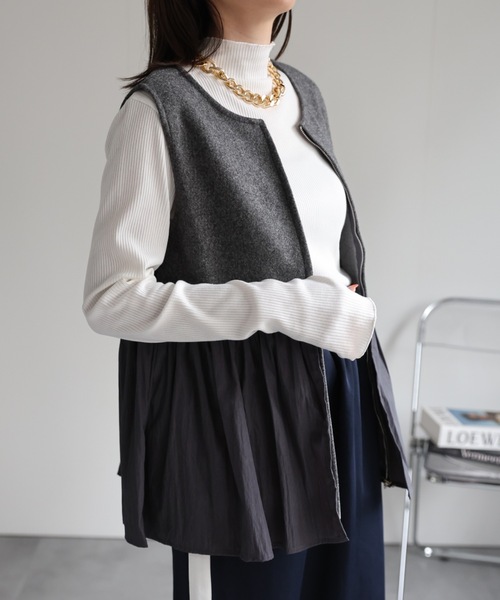 sakishimatokyo（サキシマトーキョー）の「異素材ドッキング ペプラムベスト/切り替え/秋冬（ベスト・レディース・ブラック/グレー/ベージュ・FREE）」の22枚目の写真
