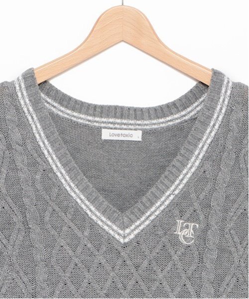 LOVETOXIC(ラブトキシック)の「【洗える】ルーズニットベスト(ベスト・キッズ・ベージュ/ネイビー/オフホワイト/トップグレー・S/M/L)」の7枚目の写真
