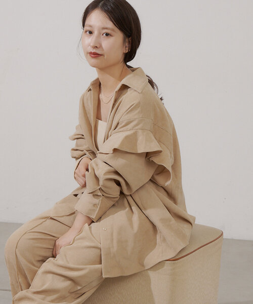 【セール】【セットアップ対応】B コーデュロイフリルビックシャツ（シャツ/ブラウス）｜Kastane（カスタネ）