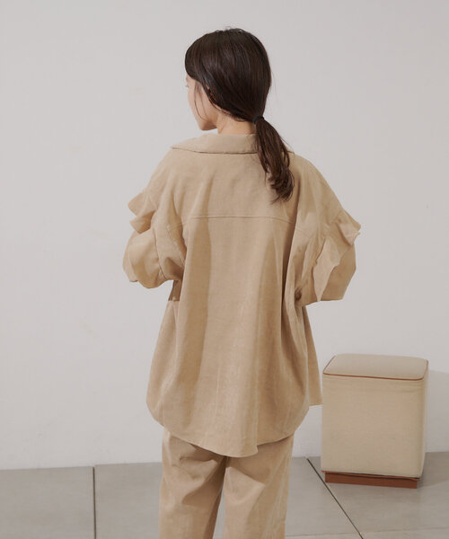 Kastane（カスタネ）の「【セットアップ対応】B コーデュロイフリルビックシャツ（シャツ/ブラウス・レディース・ライトベージュ/ネイビー・FREE）」の7枚目の写真