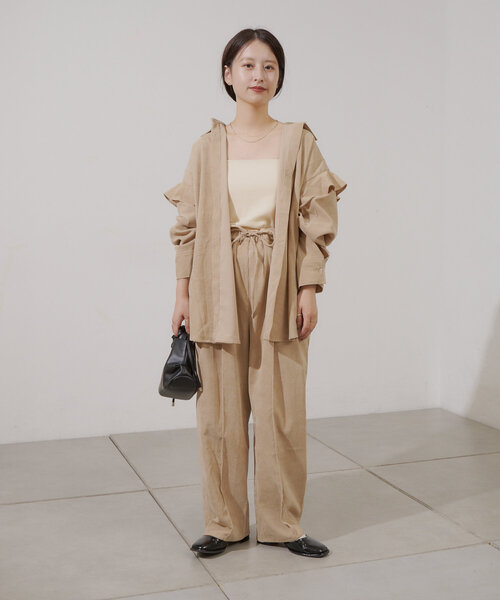 Kastane（カスタネ）の「【セットアップ対応】B コーデュロイフリルビックシャツ（シャツ/ブラウス・レディース・ライトベージュ/ネイビー・FREE）」の8枚目の写真