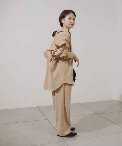 Kastane（カスタネ）の「【セットアップ対応】B コーデュロイフリルビックシャツ（シャツ/ブラウス・レディース・ライトベージュ/ネイビー・FREE）」の9枚目の写真