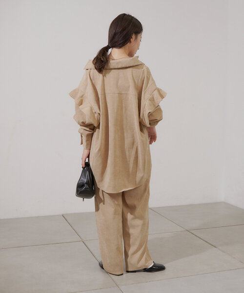 Kastane（カスタネ）の「【セットアップ対応】B コーデュロイフリルビックシャツ（シャツ/ブラウス・レディース・ライトベージュ/ネイビー・FREE）」の11枚目の写真