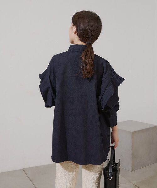 Kastane（カスタネ）の「【セットアップ対応】B コーデュロイフリルビックシャツ（シャツ/ブラウス・レディース・ライトベージュ/ネイビー・FREE）」の17枚目の写真