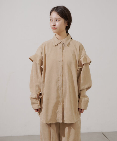 Kastane（カスタネ）の「【セットアップ対応】B コーデュロイフリルビックシャツ（シャツ/ブラウス・レディース・ライトベージュ/ネイビー・FREE）」の21枚目の写真