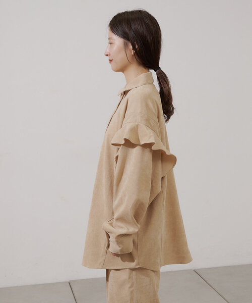 Kastane（カスタネ）の「【セットアップ対応】B コーデュロイフリルビックシャツ（シャツ/ブラウス・レディース・ライトベージュ/ネイビー・FREE）」の22枚目の写真