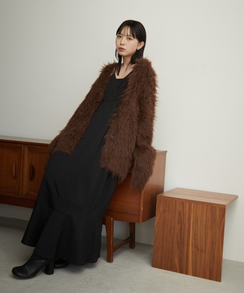 Aunt Marie's(アントマリーズ)の「ビスチェライクロングキャミワンピース / サイズ展開あり(ワンピース・レディース・ブラック/ブラウン/ベージュ・MT/FREE)」の4枚目の写真