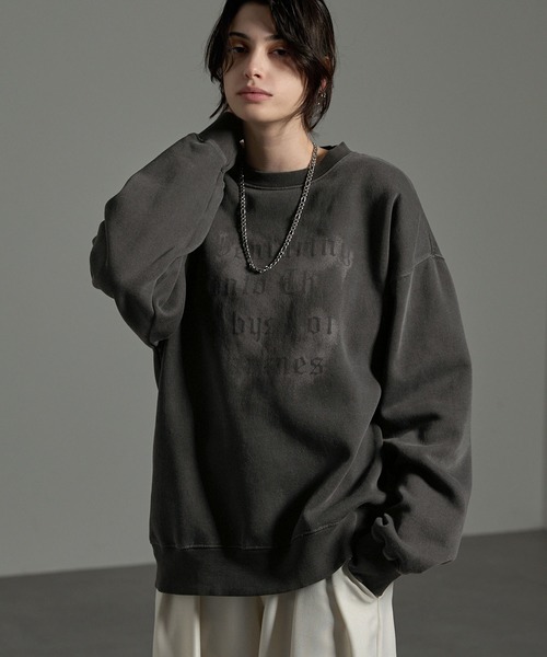 CIYOT（シヨウト）の「【CIYOT-シヨウト-】ヴィンテージメイクデザイン ピグメントグラフィックビッグスウェット（スウェット・メンズ・スミクロ/ブラック系/ブラック系1/ワイン・M/L）」の8枚目の写真