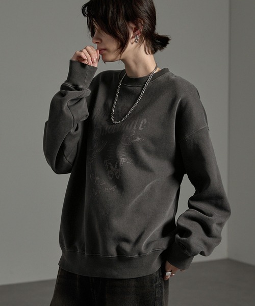 CIYOT（シヨウト）の「【CIYOT-シヨウト-】ヴィンテージメイクデザイン ピグメントグラフィックビッグスウェット（スウェット・メンズ・スミクロ/ブラック系/ブラック系1/ワイン・M/L）」の20枚目の写真