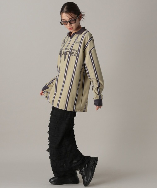 FOREVER 21(フォーエバー トゥエンティーワン)の「【2024FW】ゲームシャツ裏毛プルオーバー(スウェット・レディース・ストライプ/ピンク/ブラック・FREE)」の5枚目の写真