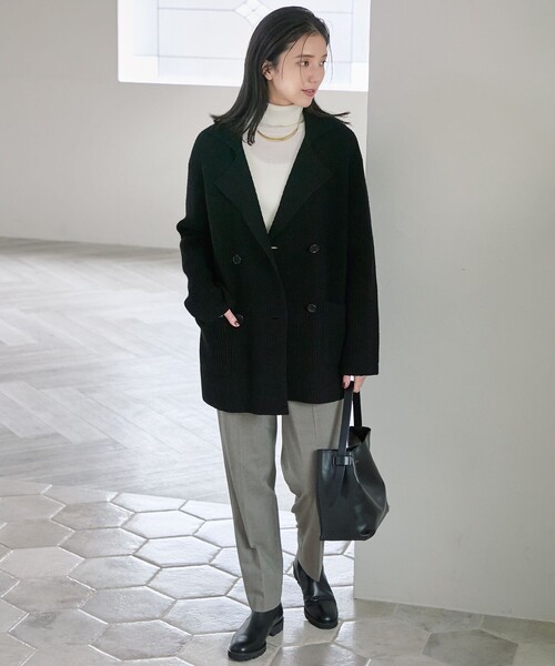 23区（ニジュウサンク）の「【SLOW/一部店舗限定】ニットトータル ジャケット（テーラードジャケット・レディース・ブラック系3/ブラック系・44/46）」の5枚目の写真