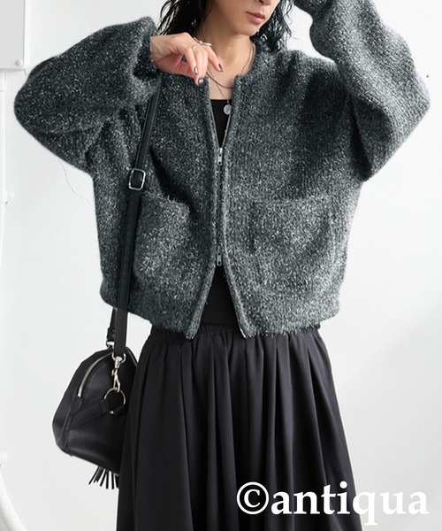 antiqua(アンティカ)の「ガラスヤーンニットカーディガン(ニット/セーター・レディース・ブラック/ダークグレー・ONESIZE)」の9枚目の写真
