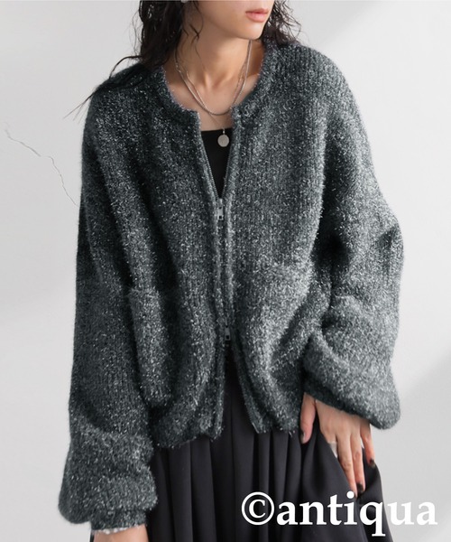 antiqua(アンティカ)の「ガラスヤーンニットカーディガン(ニット/セーター・レディース・ブラック/ダークグレー・ONESIZE)」の8枚目の写真