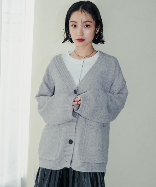 セール】Vネックオーバーニットカーディガン（カーディガン/ボレロ