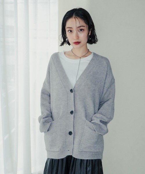 セール】Vネックオーバーニットカーディガン（カーディガン/ボレロ