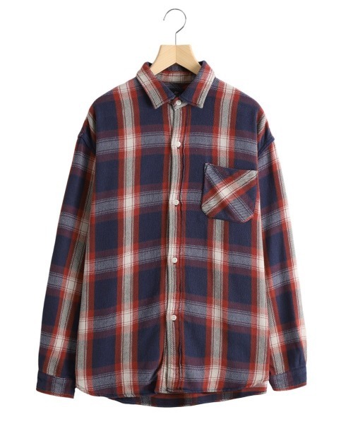 REMI RELIEF NAVY LABEL（レミレリーフネイビーレーベル）の「REMI RELIEF NAVY LABEL / レミレリーフ ネイビーレーベル：INDチェックSH：RN27353053AK[STD]（シャツ/ブラウス・メンズ・グリーン/レッド・S/L/M）」の2枚目の写真