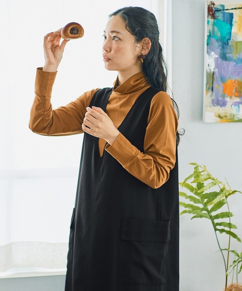 and myera（アンド マイラ）の「ａｎｄ　ｍｙｅｒａ　肌ざわりのいいタートル（Tシャツ/カットソー・レディース・ブラウン/ブラック/ホワイト・L/M/LL/S）」の9枚目の写真