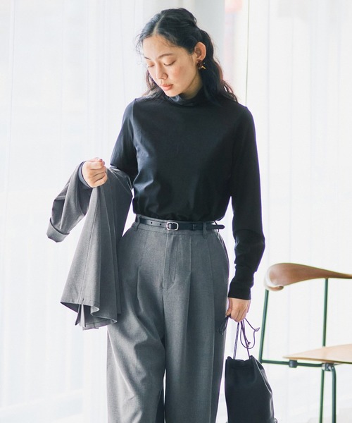 and myera（アンド マイラ）の「ａｎｄ　ｍｙｅｒａ　肌ざわりのいいタートル（Tシャツ/カットソー・レディース・ブラウン/ブラック/ホワイト・L/M/LL/S）」の15枚目の写真