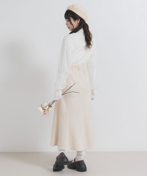 DearMyLoveRose(ディアマイラブローズ)の「マシュマロスエードフレアスカート(スカート・レディース・ベビーピンク/ブラック/グレー/ボルドー/ベージュ・MEDIUM/LARGE/LL/3L)」の6枚目の写真