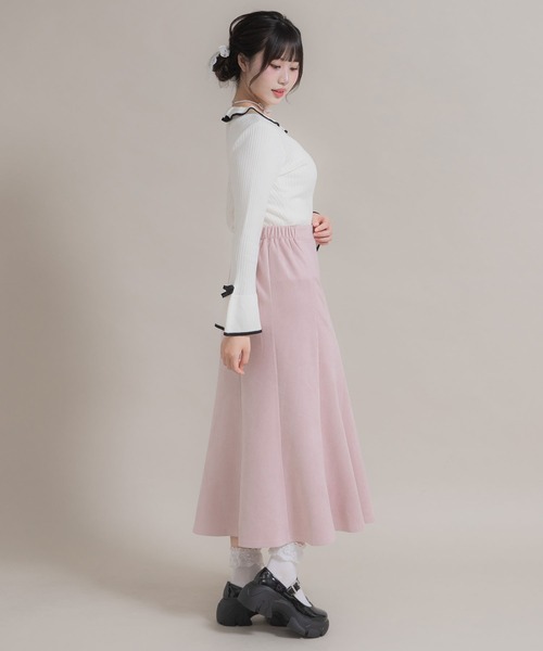 DearMyLoveRose(ディアマイラブローズ)の「マシュマロスエードフレアスカート(スカート・レディース・ベビーピンク/ブラック/グレー/ボルドー/ベージュ・MEDIUM/LARGE/LL/3L)」の8枚目の写真