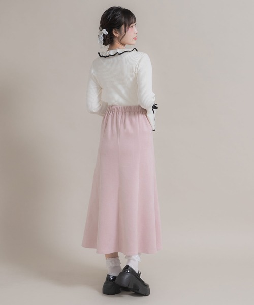 DearMyLoveRose(ディアマイラブローズ)の「マシュマロスエードフレアスカート(スカート・レディース・ベビーピンク/ブラック/グレー/ボルドー/ベージュ・MEDIUM/LARGE/LL/3L)」の9枚目の写真