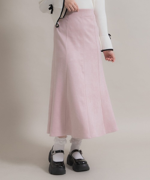 DearMyLoveRose(ディアマイラブローズ)の「マシュマロスエードフレアスカート(スカート・レディース・ベビーピンク/ブラック/グレー/ボルドー/ベージュ・MEDIUM/LARGE/LL/3L)」の10枚目の写真