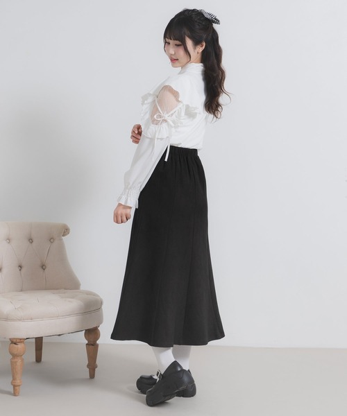 DearMyLoveRose(ディアマイラブローズ)の「マシュマロスエードフレアスカート(スカート・レディース・ベビーピンク/ブラック/グレー/ボルドー/ベージュ・MEDIUM/LARGE/LL/3L)」の12枚目の写真
