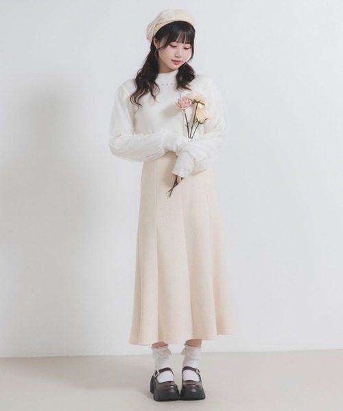 DearMyLoveRose(ディアマイラブローズ)の「マシュマロスエードフレアスカート(スカート・レディース・ベビーピンク/ブラック/グレー/ボルドー/ベージュ・MEDIUM/LARGE/LL/3L)」の15枚目の写真