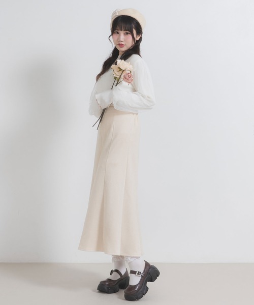 DearMyLoveRose(ディアマイラブローズ)の「マシュマロスエードフレアスカート(スカート・レディース・ベビーピンク/ブラック/グレー/ボルドー/ベージュ・MEDIUM/LARGE/LL/3L)」の17枚目の写真